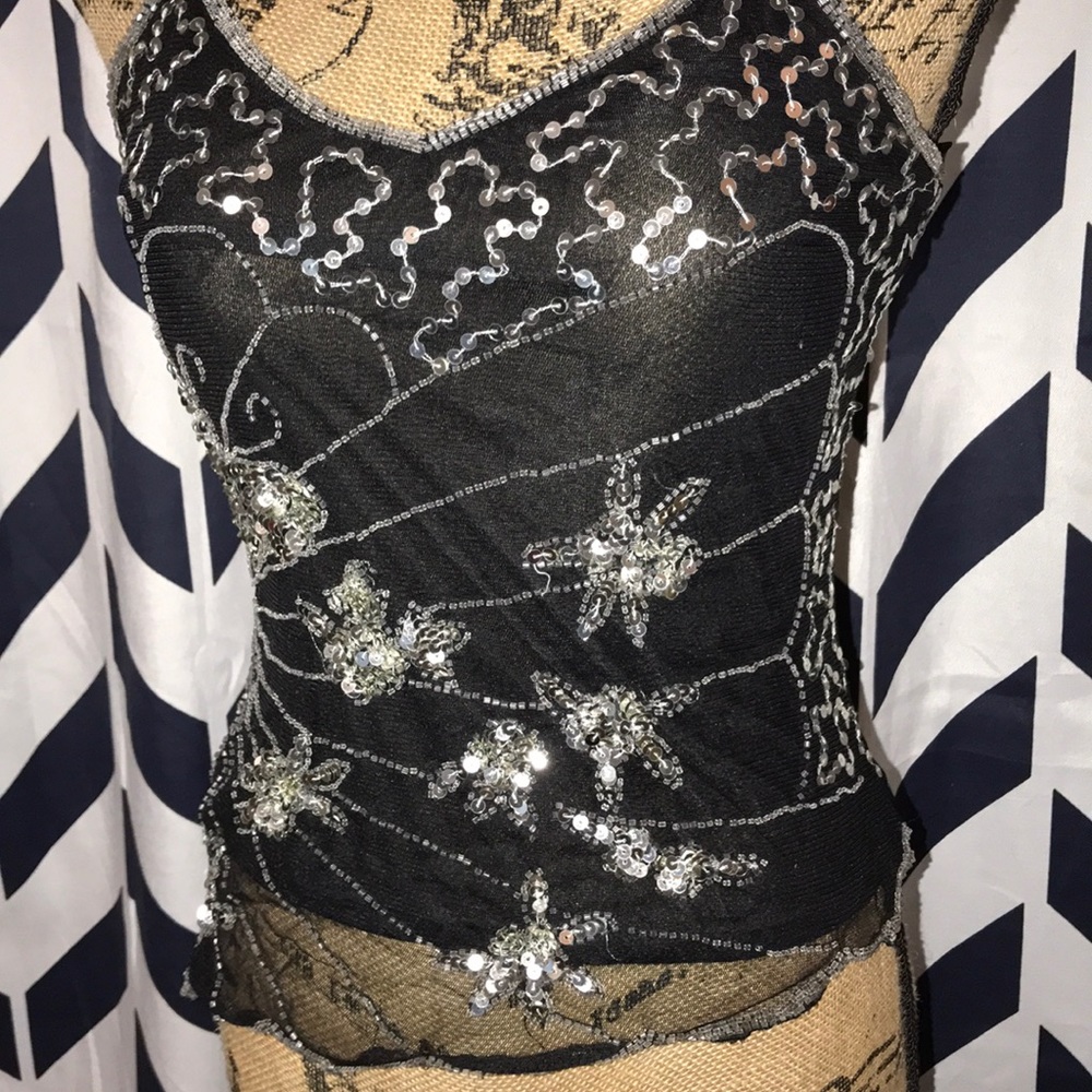 💥FINAL PRICE💥 Black Sequined Spaghetti Strap Top